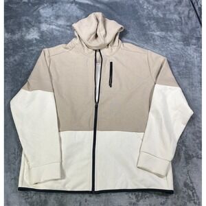 DSG‎ Pullover Hoodie Mens XL Beige Colorblock Sweatshirt Pockets Active Casual